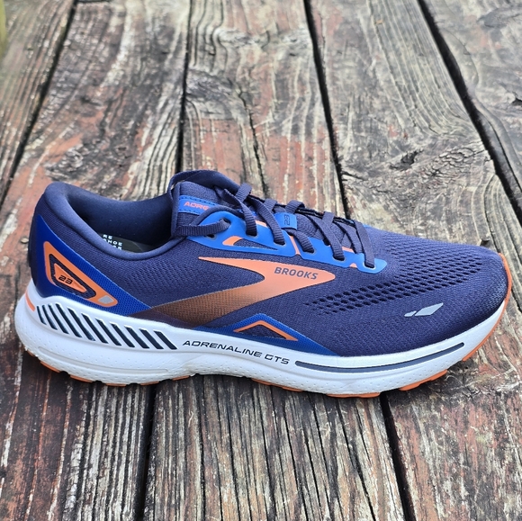 Brooks Adrenaline GTS 23 Mens Size 11 D Running Shoes 1103911D438 Blue Orange - Picture 4 of 11